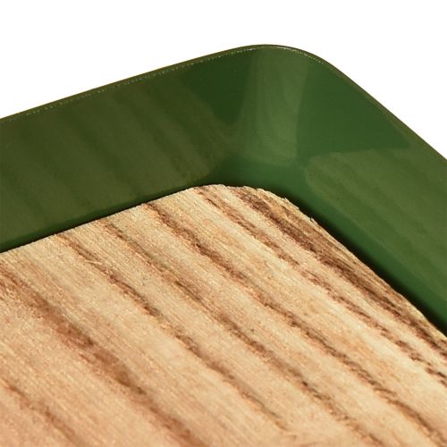 Artikel Dekotablett Metall Holz Metalltablett Grün 35,5×11×3cm 2St
