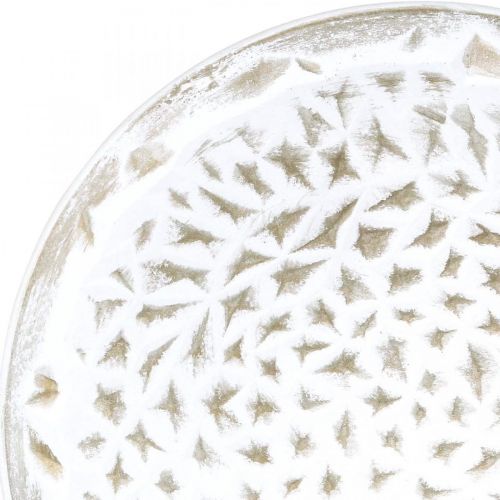 Floristik24 Dekoteller Weiß Rund Braun Struktur Vintage Tischdeko Ø39cm