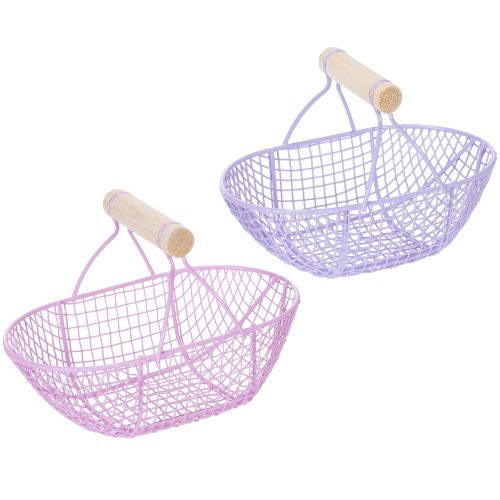Drahtkorb mit Holzgriff ideal für modernes Wohnen und stilvolle Dekoration 17cm 6St kaufen | Floristik24.de