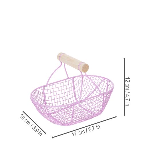 Drahtkorb mit Holzgriff ideal für modernes Wohnen und stilvolle Dekoration 17cm 6St | Floristik24.de