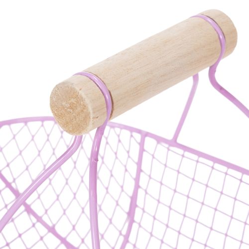 Drahtkorb mit Holzgriff ideal für modernes Wohnen und stilvolle Dekoration 17cm 6St | Floristik24.de