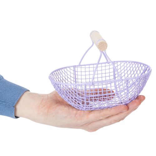 Drahtkorb mit Holzgriff ideal für modernes Wohnen und stilvolle Dekoration 17cm 6St | Floristik24.de