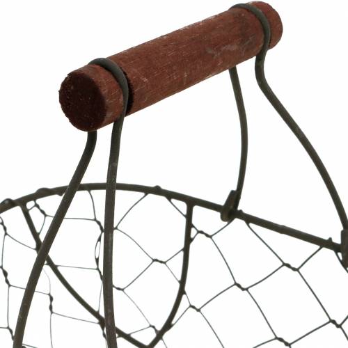 Artikel Drahtkorb oval mit Henkel Grau 17×11cm H15cm 2St