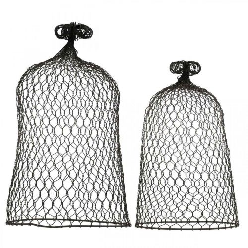 Artikel Dekoglocke aus Metall, Rankhilfe, Drahthaube Braun, Edelrost H50/41cm Ø30/25cm 2er-Set