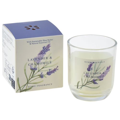 Artikel Duftkerze im Glas Lavendel Kamille Creme Ø7,5cm H8,5cm