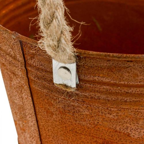 Artikel Metalltopf mit Griffen, Kräutertopf, Rostdeko Ø16,5cm H15cm