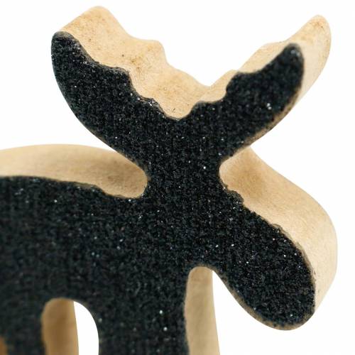 Artikel Weihnachtliche Streudeko Elch Holz Schwarz Glitzer 5×5,5cm 12 St