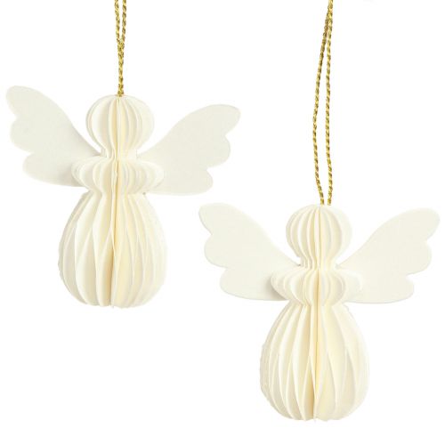 Floristik24 Engel Anhänger Wabenpapier Deko Weihnachten Weiß 6cm 6 St