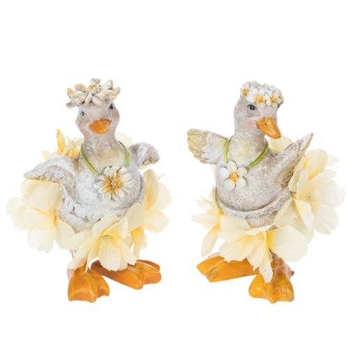 Artikel Deko Ente Figur im Blumenkleid Frühling Detailreiche Sommerdeko Accessoire 11cm 2St