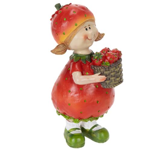 Erdbeermädchen Dekorationsfigur für Sommerdeko Niedliche Statue Wohnzimmer und Balkon 18cm