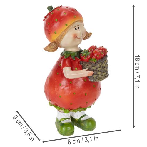 Erdbeermädchen Dekorationsfigur für Sommerdeko Niedliche Statue Wohnzimmer und Balkon 18cm | Floristik24.de
