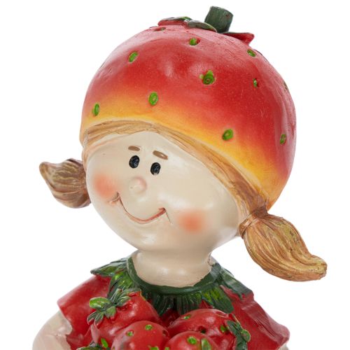 Erdbeermädchen Dekorationsfigur für Sommerdeko Niedliche Statue Wohnzimmer und Balkon 18cm | Floristik24.de