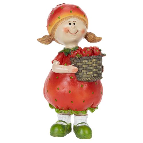 Erdbeermädchen Dekorationsfigur für Sommerdeko Niedliche Statue Wohnzimmer und Balkon 18cm | Floristik24.de