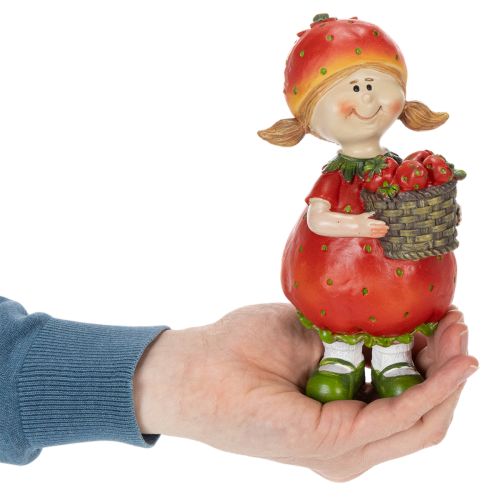 Erdbeermädchen Dekorationsfigur für Sommerdeko Niedliche Statue Wohnzimmer und Balkon 18cm | Floristik24.de