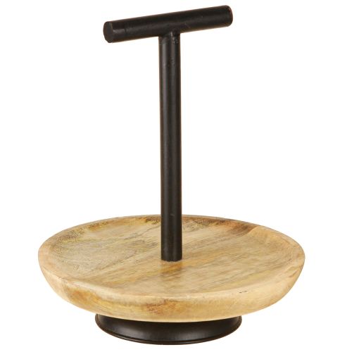 Artikel Etagere einstöckig Metall Holzteller Natur Schwarz 24cm