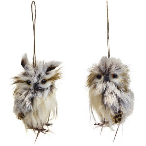 Artikel Eulen Deko Eulen Figuren klein, Waldtiere Deko 11cm Weiß-Braun 2St