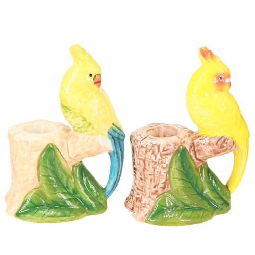 Artikel Exotischer Kerzenhalter Keramik Vögel handbemalt H14,5cm 2 St