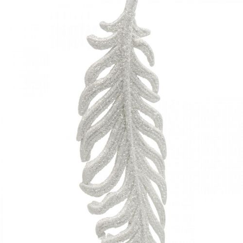Artikel Federn zum Hängen, Christbaumdeko, Deko-Federn mit Glitter, Hochzeit Weiß L19cm 12St