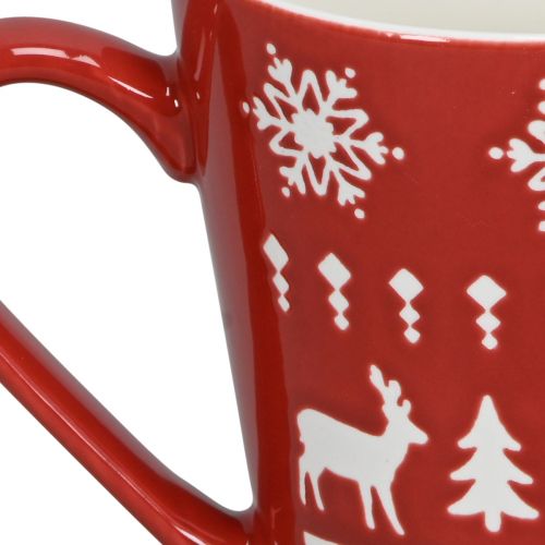 Artikel Festlicher Weihnachtsbecher mit Rentier und Tannenbaum Motiv H10cm - Rot und Weiß 2St