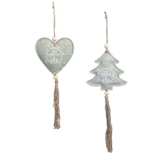 Artikel Filz Christbaumschmuck Tannen und Herzen Grün 11cm 4 St