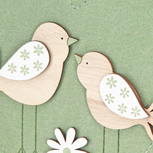 Artikel Filz Herz zum Aufhängen Vogel Grün Natur 17x21cm 6 St