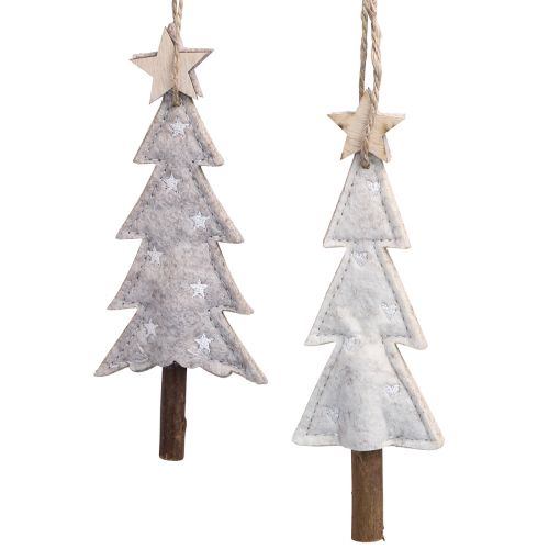 Filz Tannenbäume Christbaumschmuck Beige Creme 17cm 6 St
