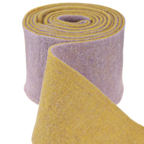 Filzband, Topfband, Wollband zweifarbig Senfgelb, Violett 15cm 5m