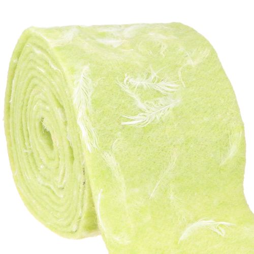 Filzband Wollband Dekostoff Hellgrün Federn Wollfilz 15cm 5m