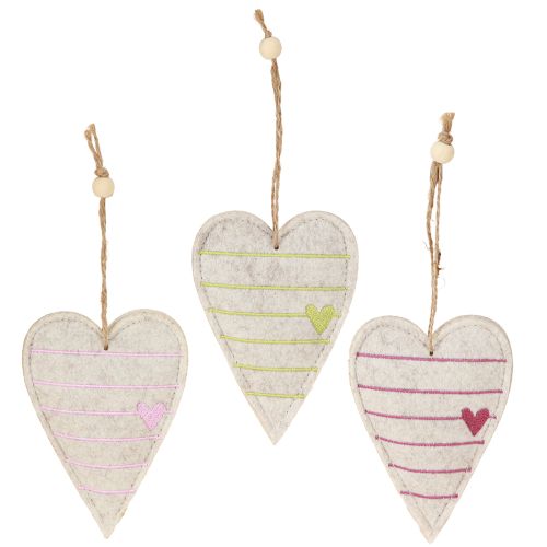 Artikel Filz-Herzanhänger im Set – Romantische Deko-Herzen mit Stickerei 12cm 6 St