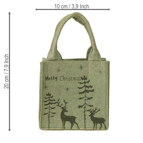 Artikel Filztasche Merry Christmas klein mit Henkeln Grün 15×10cm