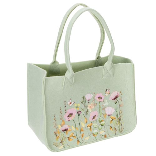 Filz Tasche mit floralem Motiv ideal für Deko mit Kunstblumen und Geschenkideen 38cm
