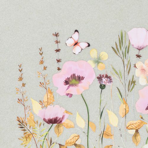 Artikel Filz Tasche mit floralem Motiv ideal für Deko mit Kunstblumen und Geschenkideen 38cm