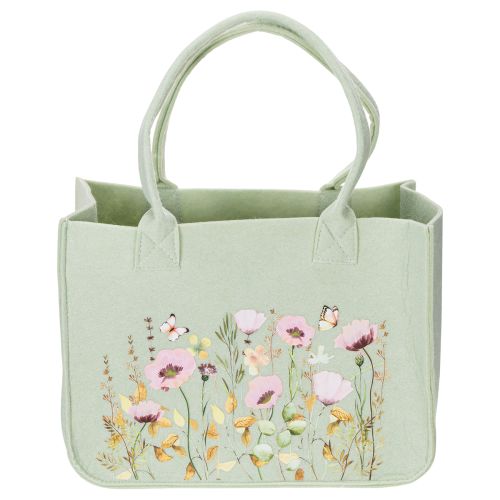 Artikel Filz Tasche mit floralem Motiv ideal für Deko mit Kunstblumen und Geschenkideen 38cm