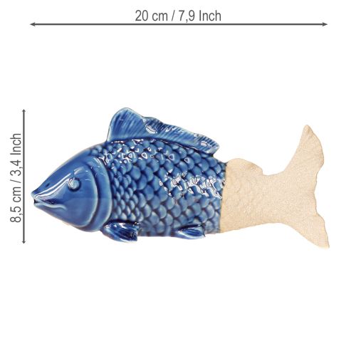 Artikel Keramik Fisch Deko maritim Blau Beige 20×8×8,5cm 2 St