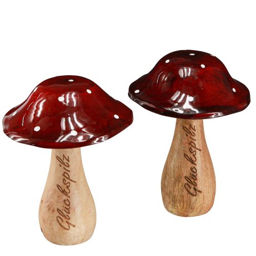 Artikel Fliegenpilz Deko Herbstdeko Holz Pilz Ø10,5cm H13,5cm 2St