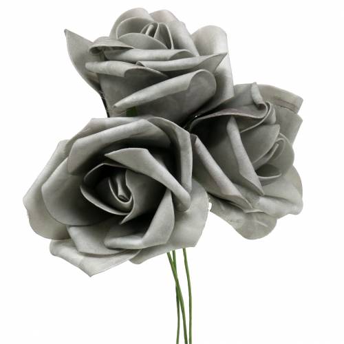 Floristik24 Foam-Rose Ø6cm Grau 27 St