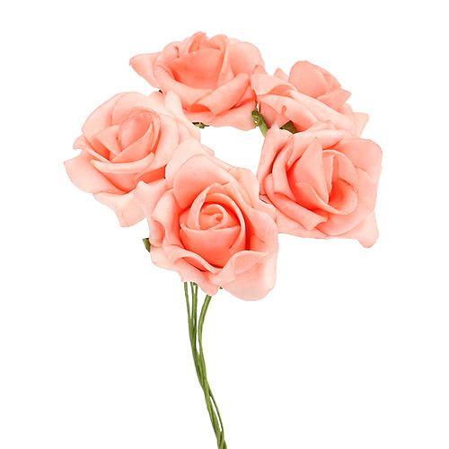 Floristik24 Foam Rose Ø4,5cm Lachs 36 St