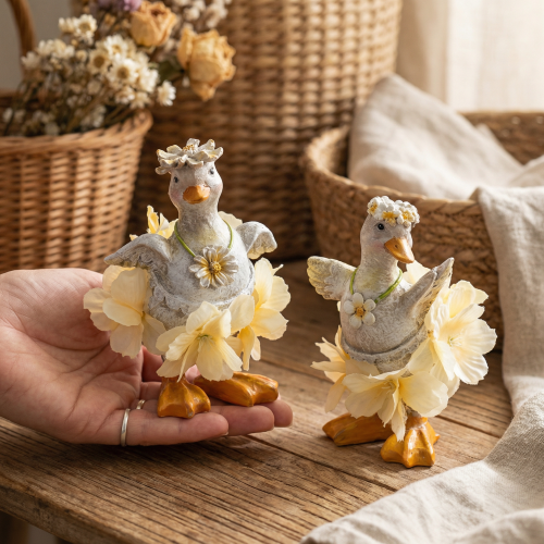 Deko Ente Figur im Blumenkleid Frühling Detailreiche Sommerdeko Accessoire 11cm 2St | Floristik24.de