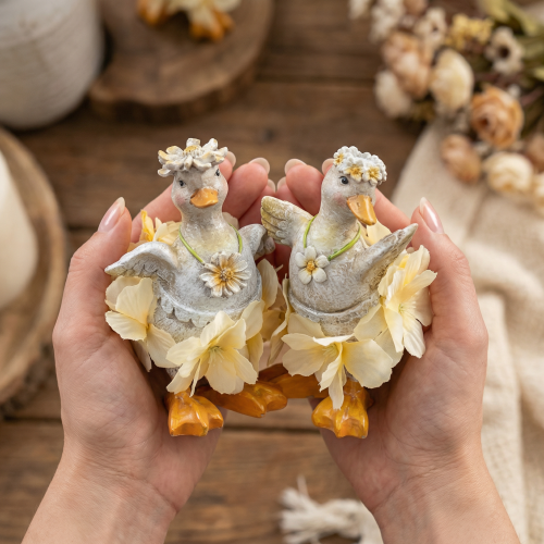 Deko Ente Figur im Blumenkleid Frühling Detailreiche Sommerdeko Accessoire 11cm 2St | Floristik24.de
