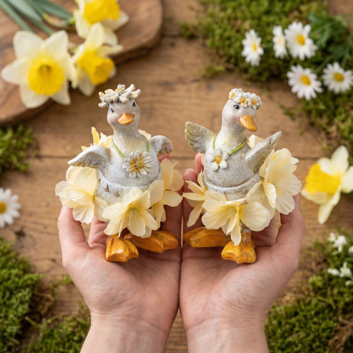 Deko Ente Figur im Blumenkleid Frühling Detailreiche Sommerdeko Accessoire 11cm 2St | Floristik24.de