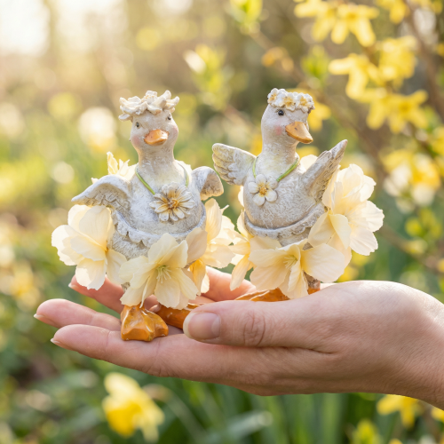 Deko Ente Figur im Blumenkleid Frühling Detailreiche Sommerdeko Accessoire 11cm 2St | Floristik24.de
