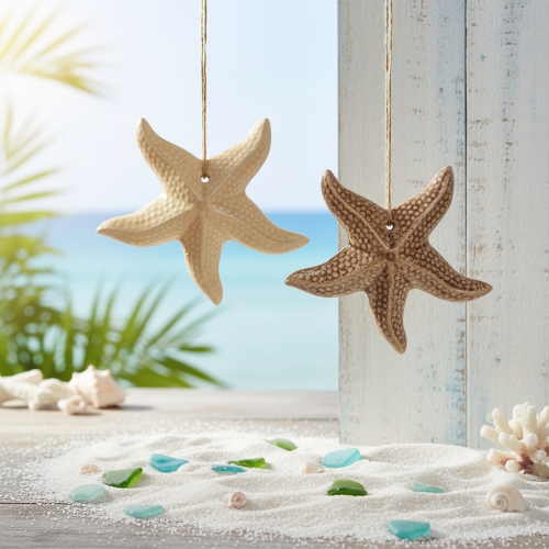 Artikel Seestern Keramik Deko zum Aufhängen für maritimes Flair Sommerdeko Wohnung 12cm 2St