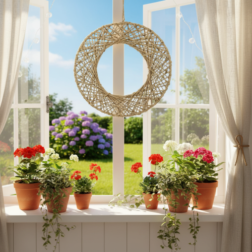 Dekoringe Jute Natur Hängedeko Boho Ø38cm 2St Metallringe Wanddeko Fensterdeko | Floristik24.de
