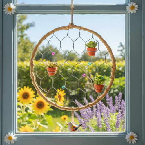 Dekoring Metall Raffia zum Aufhängen Ø20cm 4St Boho Wanddeko Fensterdekoration | Floristik24.de