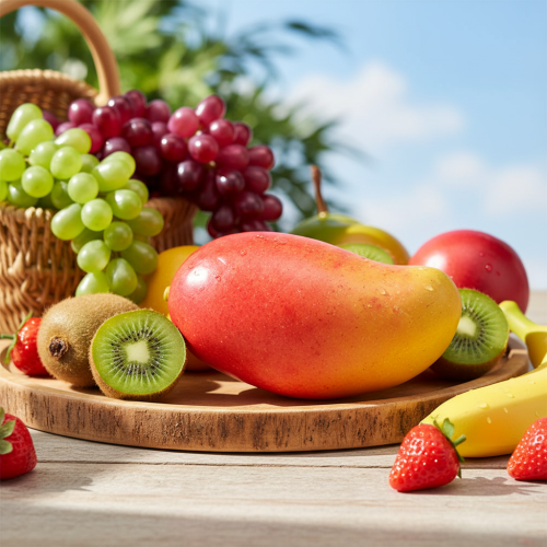 Künstliche Mango Rot, Gelb Realistische Lebensmittelattrappe 15cm | Floristik24.de