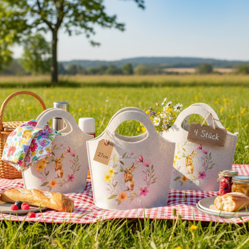 Artikel Filztasche mit bezauberndem Osterhasen geeignet für Frühling und Sommer 27cm 4St