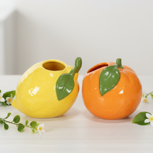 Zitrusvase Orange und Zitrone als extravagantes Wohnaccessoire Sommerdeko 10cm 2St | Floristik24.de