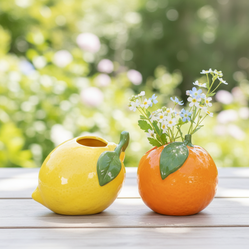 Artikel Zitrusvase Orange und Zitrone als extravagantes Wohnaccessoire Sommerdeko 10cm 2St