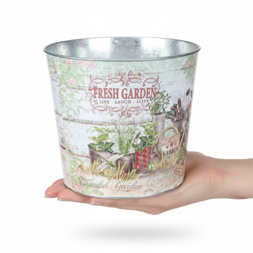 Artikel Metall Pflanzkübel Fresh Garden Bunt Vintage H18cm