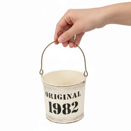 Artikel Deko Eimer Henkel „Original 1982“ Creme Ø12/10cm 2×2er-Set